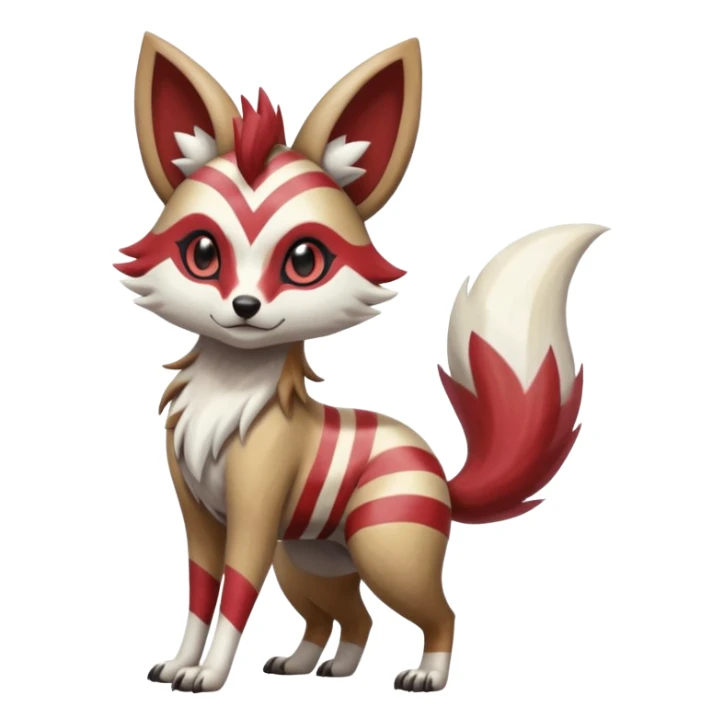 Hyper-realistic cool edgy badass zigzag-striped etched marked elegant Colorful Skilled Adept Graceful Asian Painted Meloetta-Furret-Lycanroc-Zangoose-fusion-hybrid-creature (full body) sticker