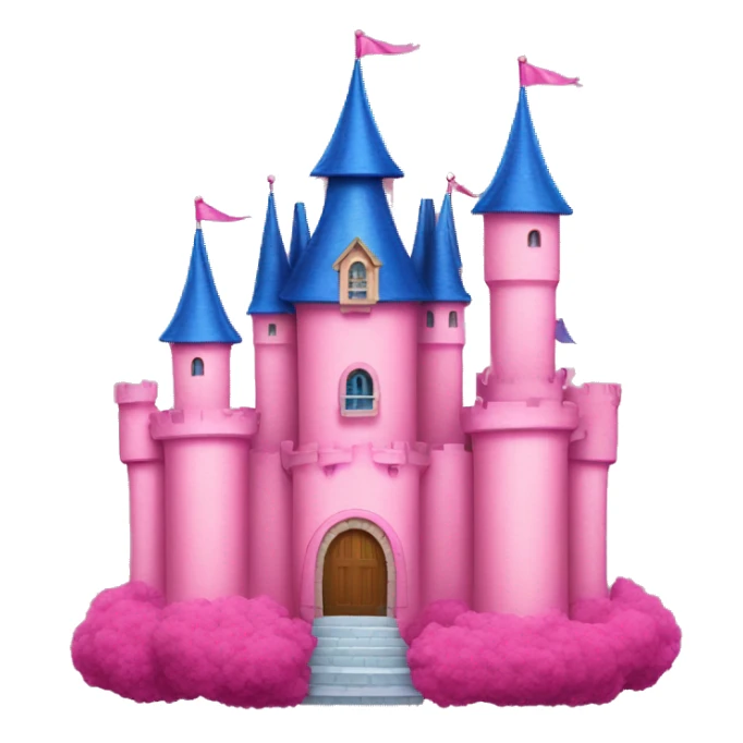 Pink fairytale castle with blue roof sticker
