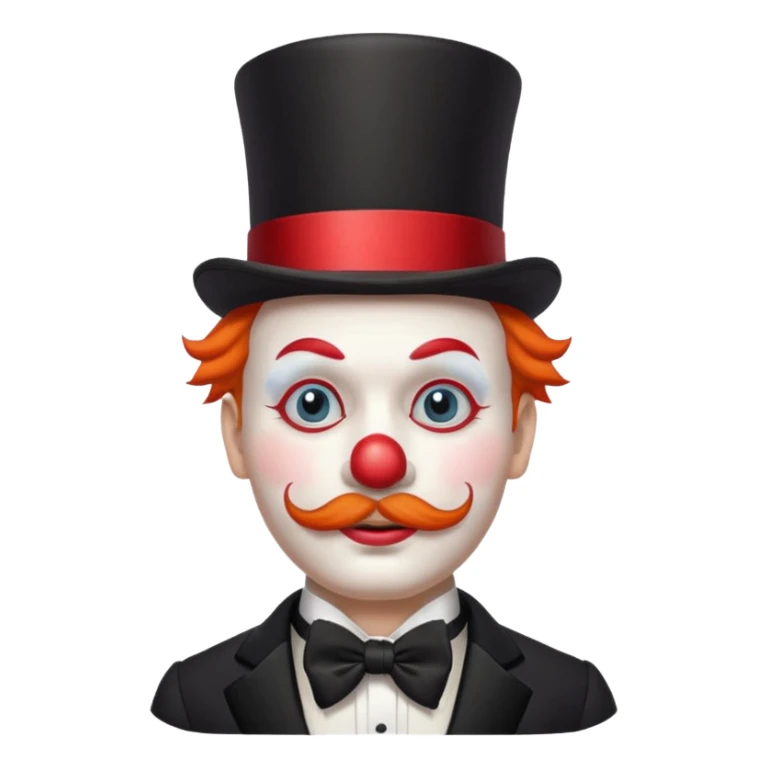 Elegant clown — tuxedo, mustache, white painted face sticker