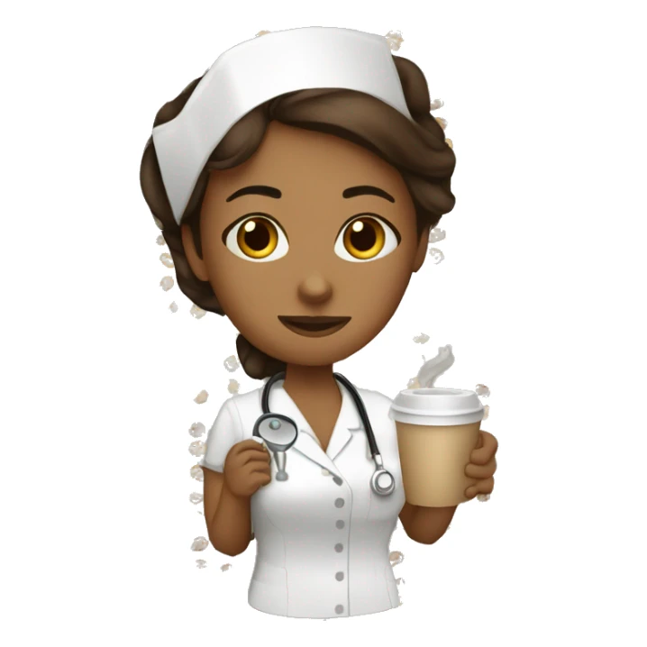 Brown nurse female, night shift in a mental hospital, drinking coffee  sticker