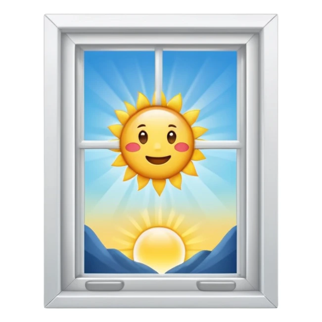 open window with sunlight streaming in, fresh and bright, good morning emoji sticker