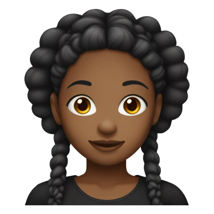 black girl with braids and a black top, brown eyes sticker