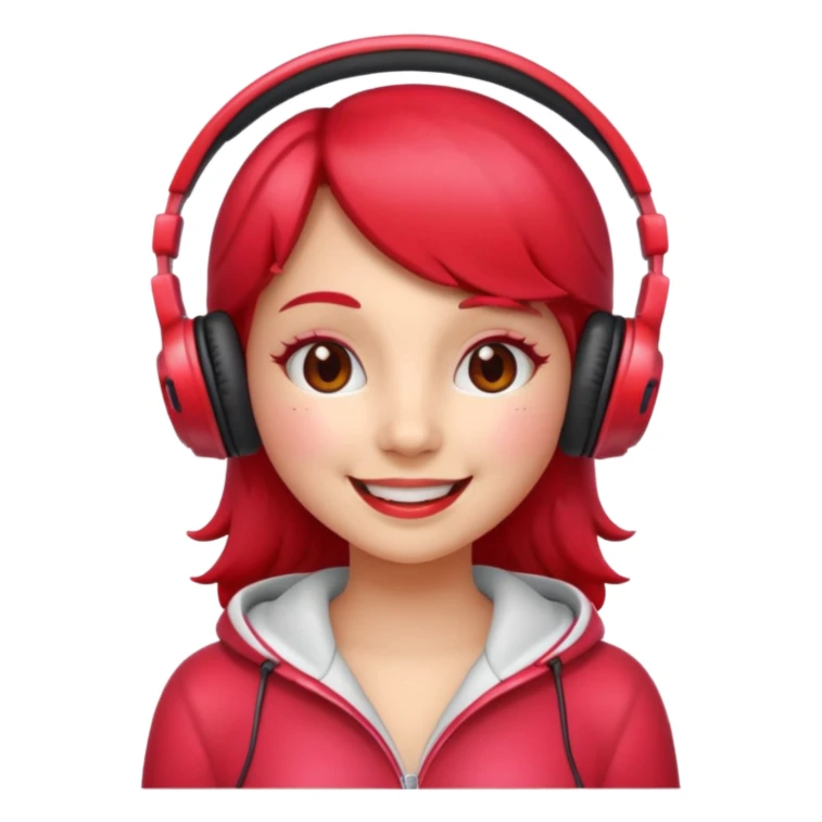 cartoon strawberry girly with headphones sticker
