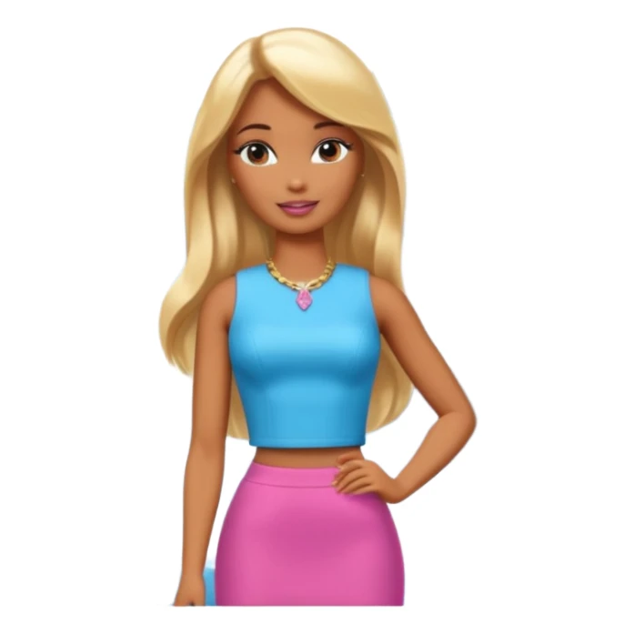 Brown skin blonde hair barbie in front of mountain and waterfall  sticker
