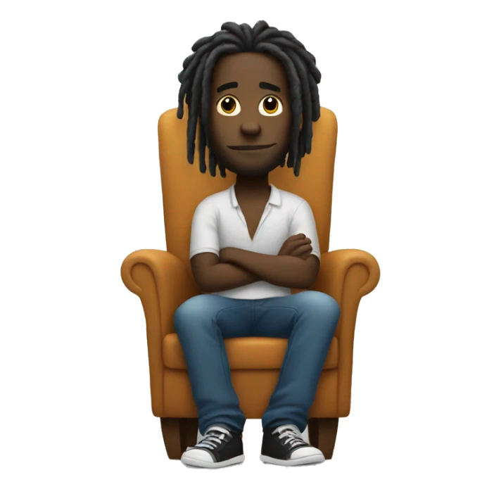 Black Guy with dreads arms crossed sitting in a chair  sticker