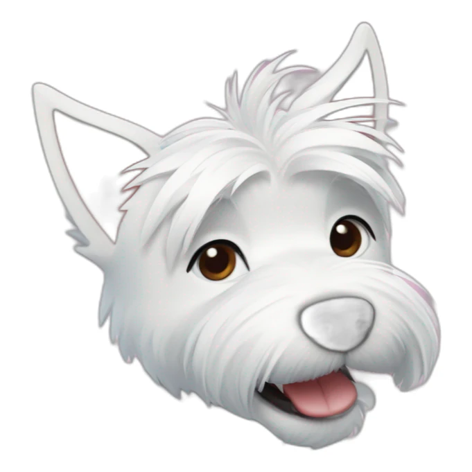 West Highland white terrier with Lilo & Stitch sticker