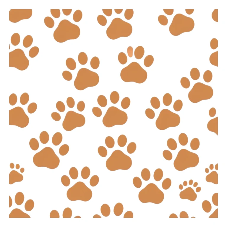 Cute cat paw prints in a soft brown color palette, minimal flat style, isolated on light background, vector or PNG style, seamless repeat pattern, aesthetic and warm mood sticker
