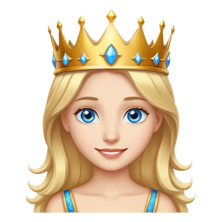 smiling girl with blue eyes and crown sticker