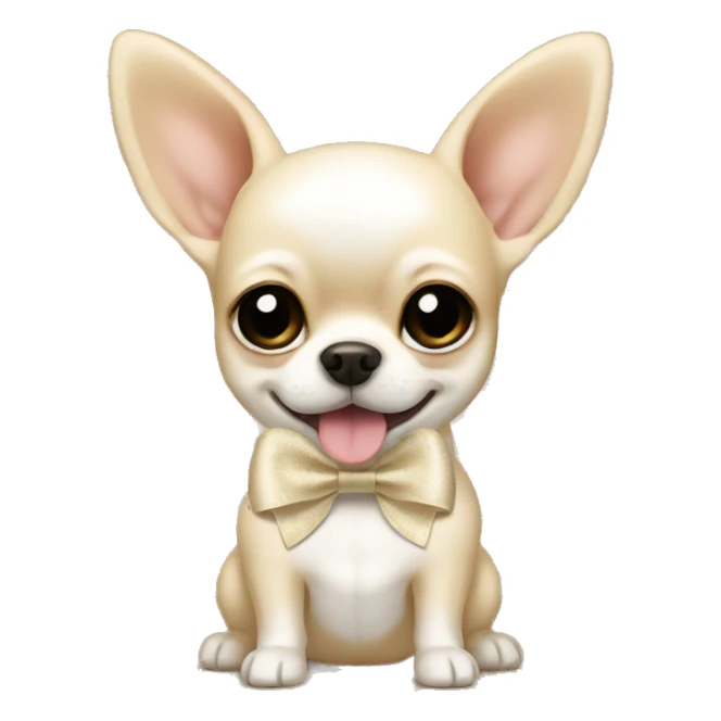 cream chihuahua with ivory bow sticker