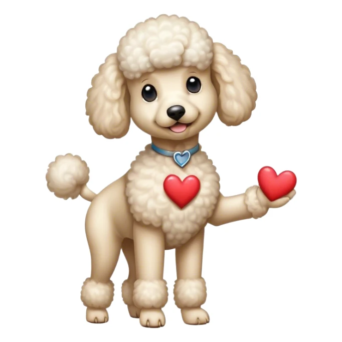White Poodle on his 2 legs and his 2 legs do a heart sticker