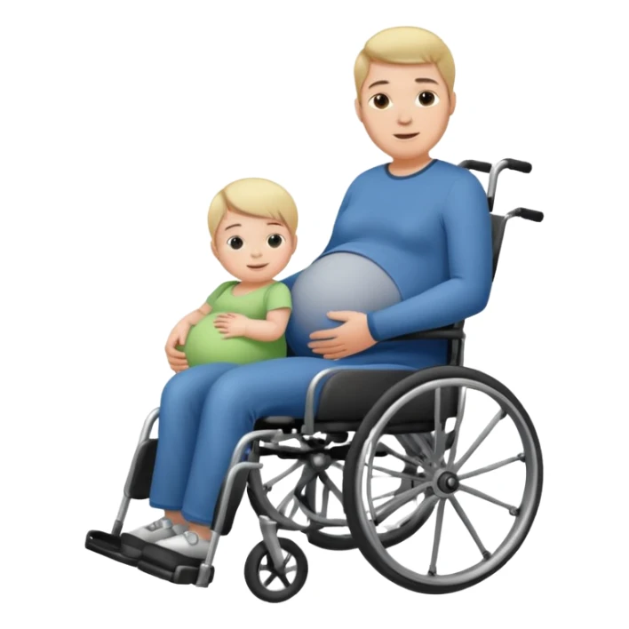 Wheel chair pregnant man sticker