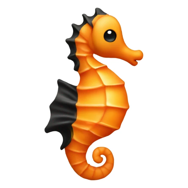 Orange sea horse looking to the left with brown/black  eyes sticker