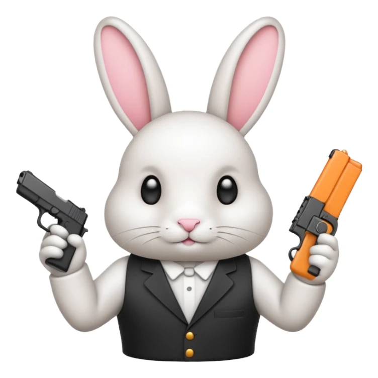 Crea un emoji de un conejo sosteniendo una glok realista de iPhone  sticker