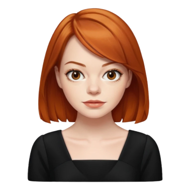 Emma Stone, orange brown hair, black dress sticker