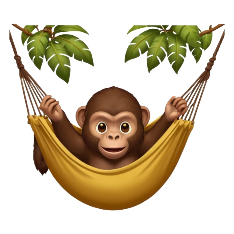 affe liegt im dschungel in einer hängematte, isst schokolade sticker