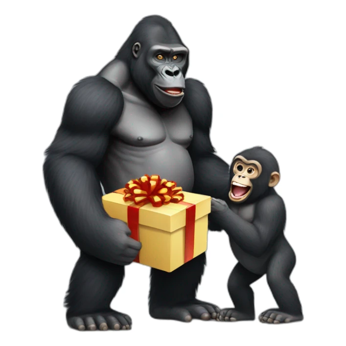 Gorilla giving a gift to Vladimir Putin sticker