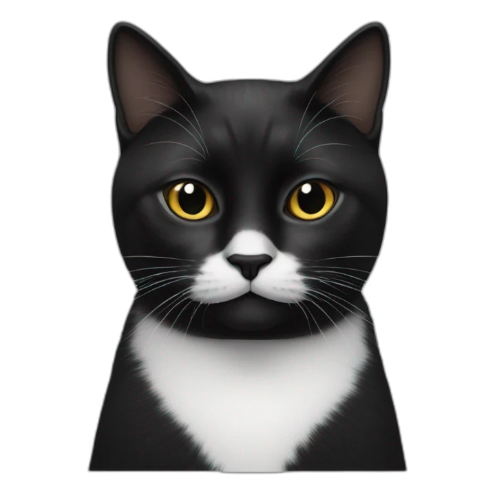 black cat with white from nose to chin on right side sticker