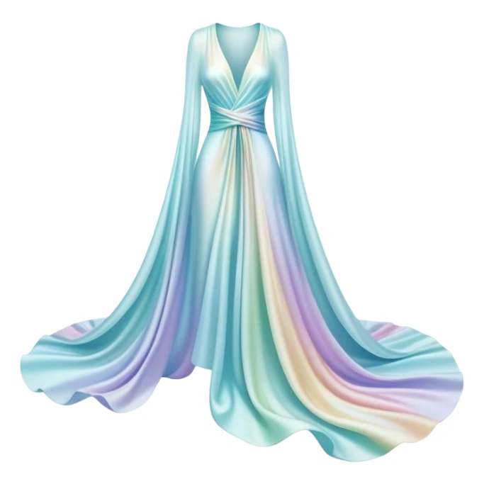 Elegant ethereal fabric-like flowing forms creating abstract clothing shape, personal style definition symbol, soft glowing essence sticker