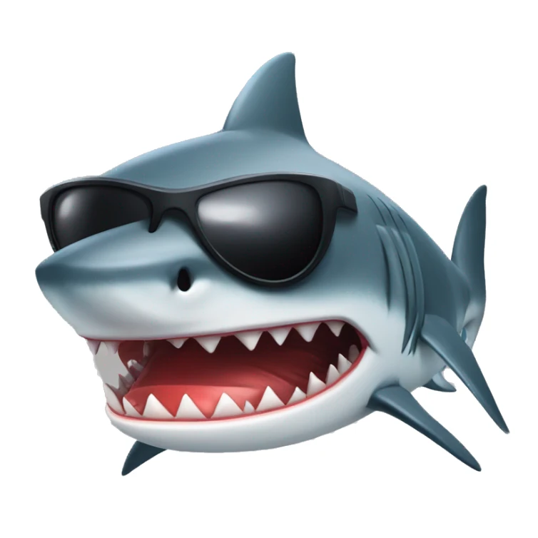 Red muscular anthropomorphic brutal shark wearing black sunglasses. sticker
