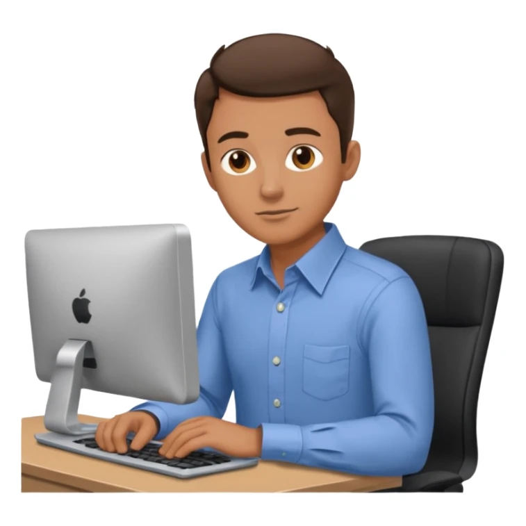 Man with both hands on lap moving view from back Infront of computer 2D  sticker