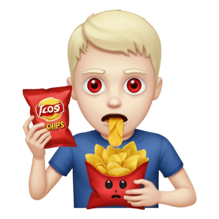 possessed guy eating a bag of chips sticker