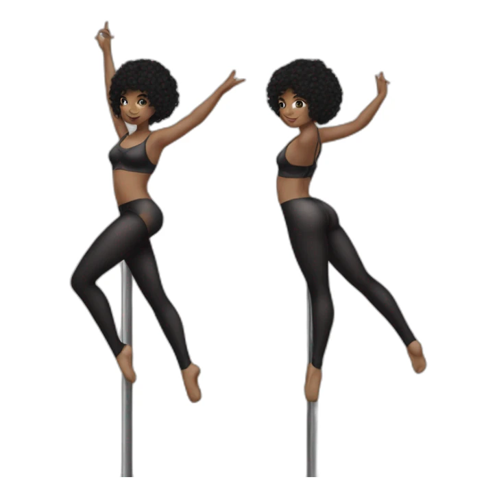 Girl pole dancer Black hair and white skin sticker