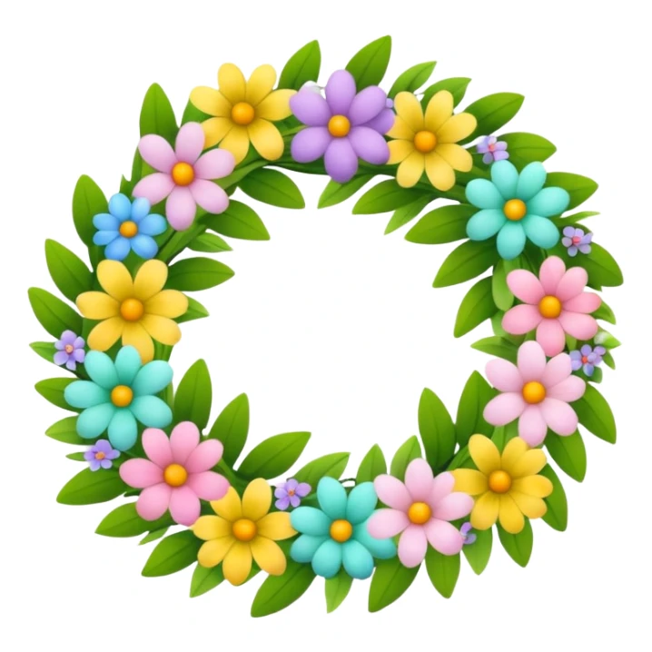 flower easter wreath, made exactly in a shape of an egg sticker
