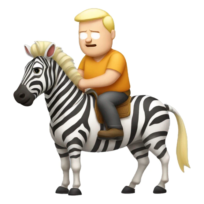 Tired Old overweight blonde man riding a zebra sticker