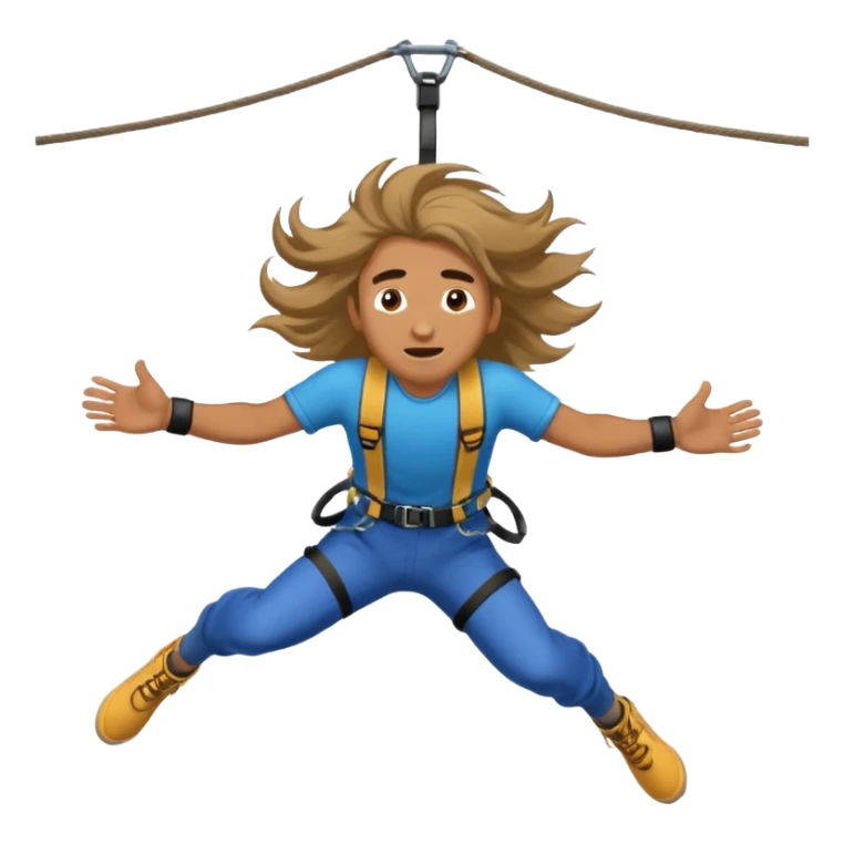 bungee jumping man face only with flying long hair sticker