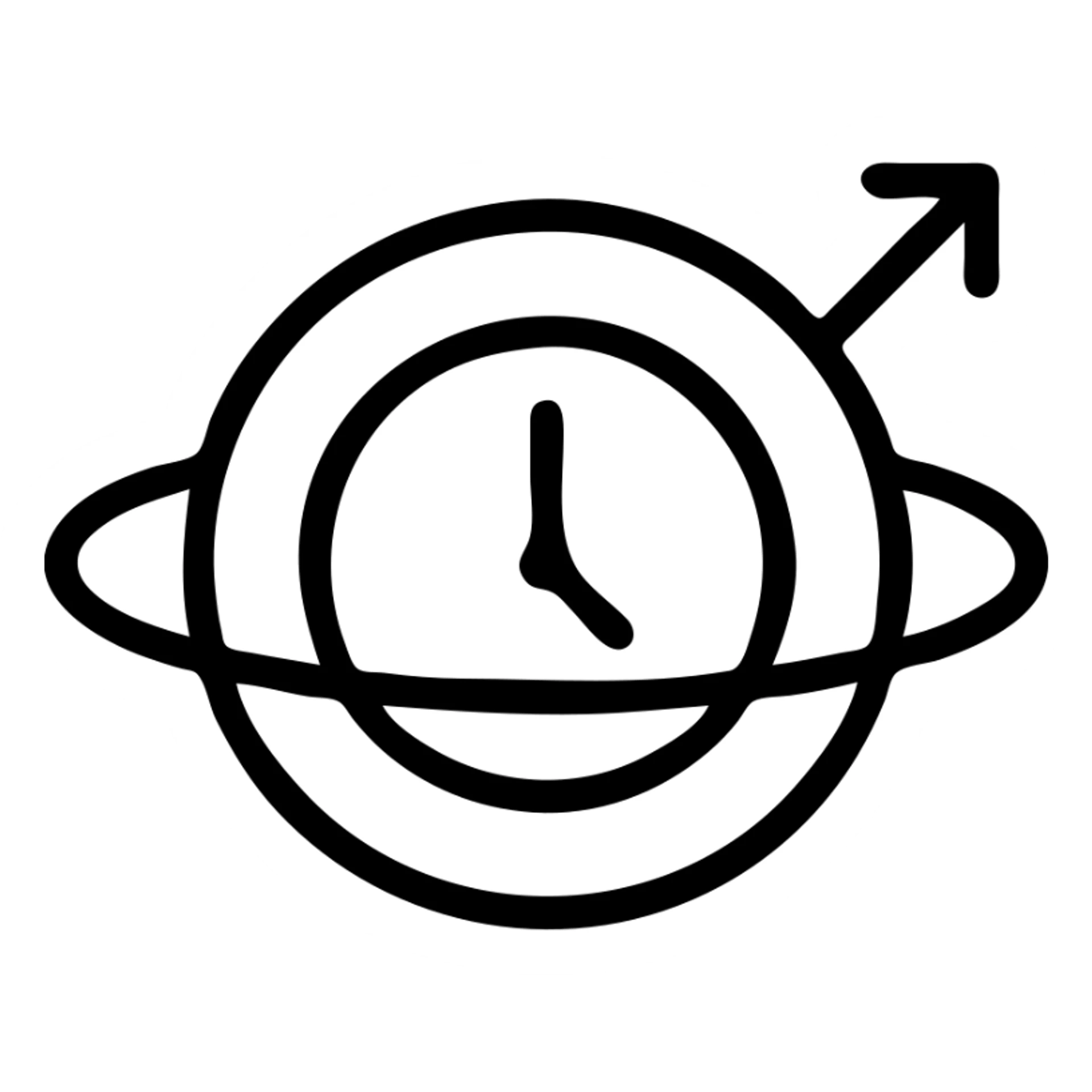 Planet Neptune with a clock inside of it sticker