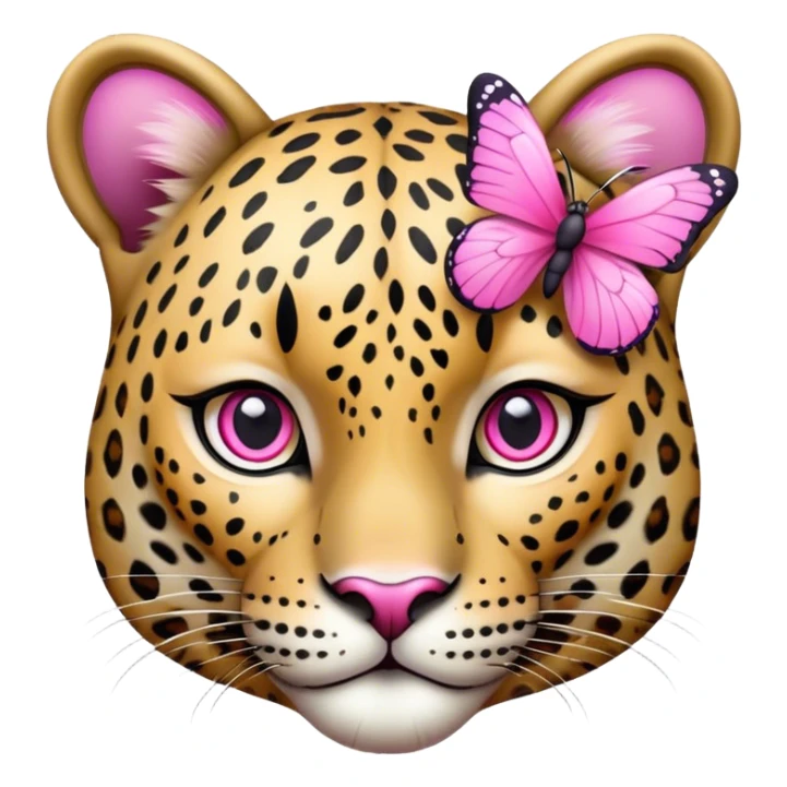 Léopard avec un nord papillon rose  sticker