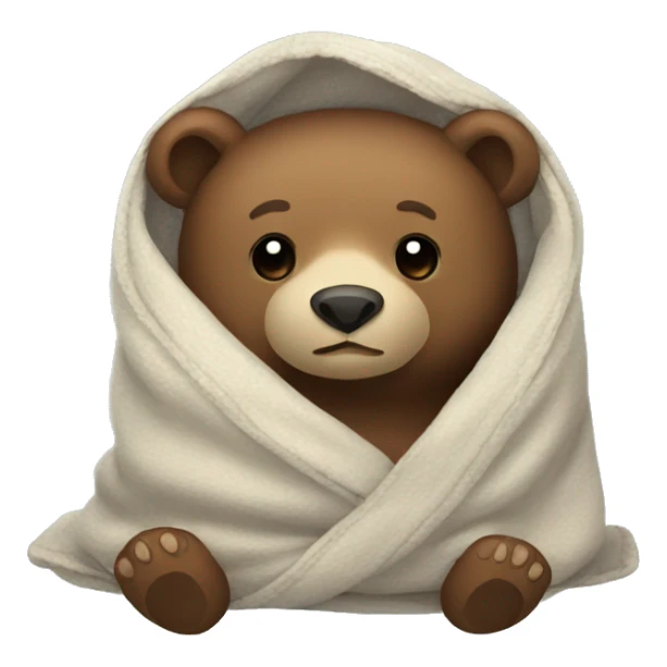 bear cozy in blanket sticker