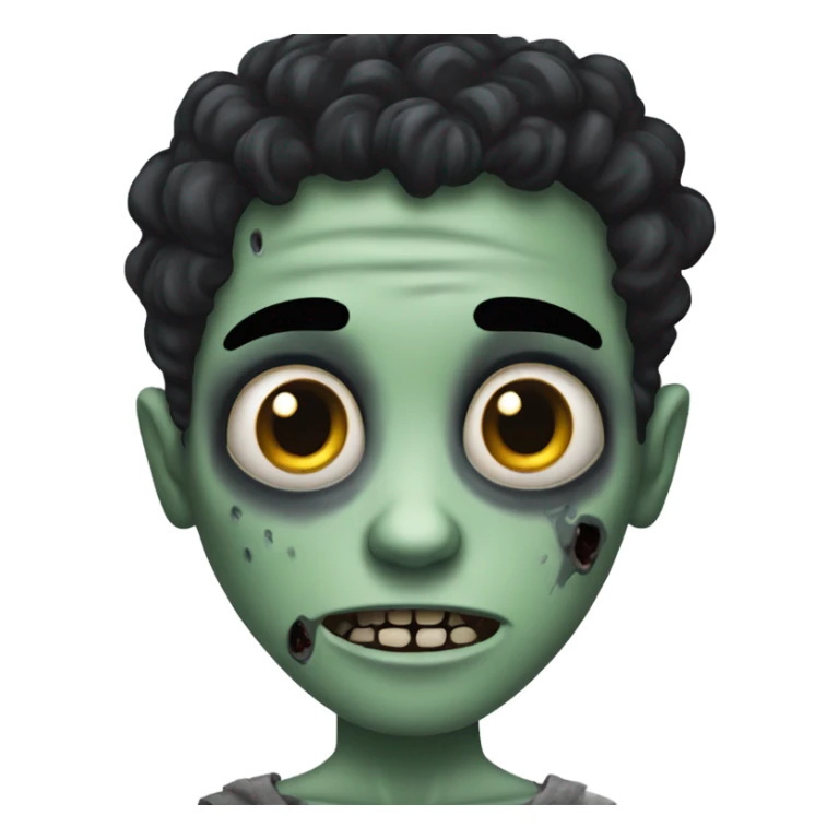 zombie boy with curly black hair  sticker