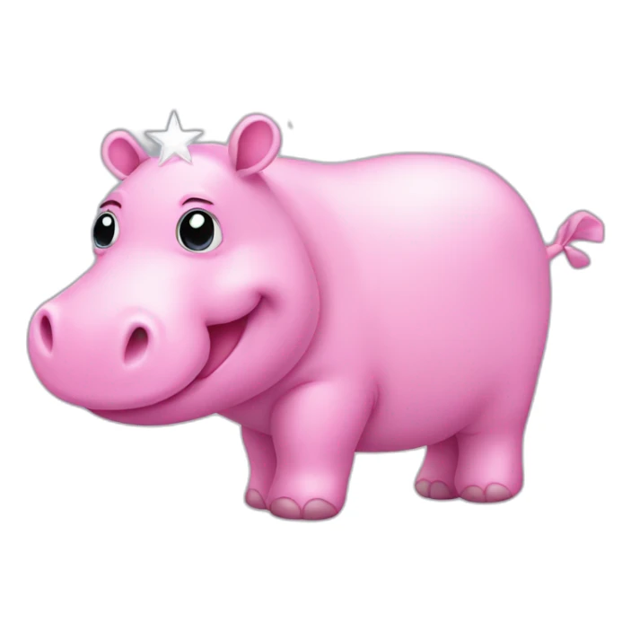 cute pink hippo with a star near its head sticker