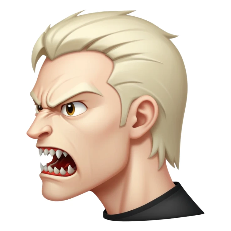 young angry man in profile view with sharp fangs and intense expression sticker