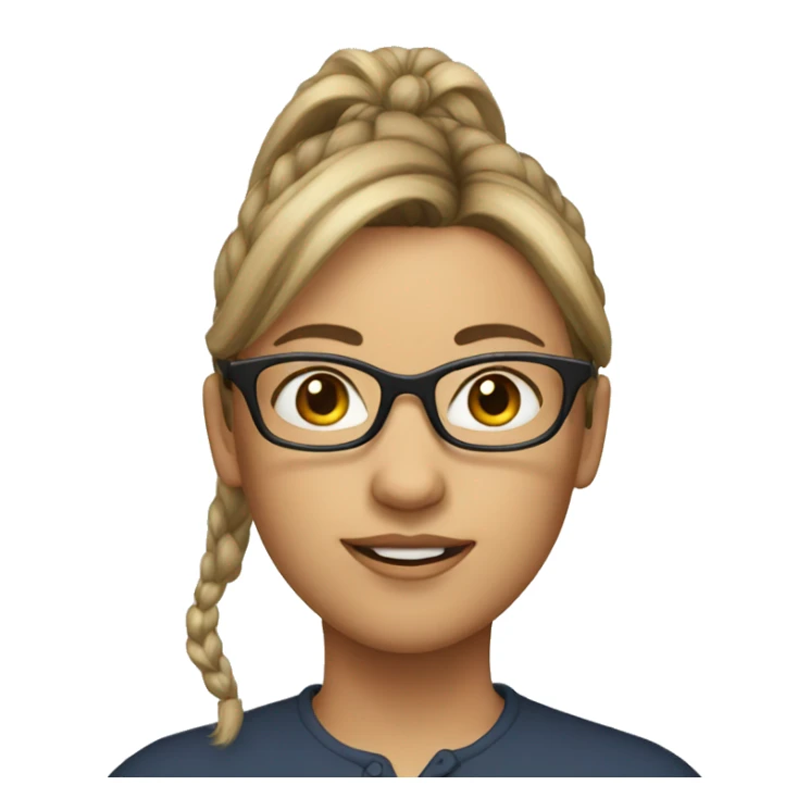 woman with a pony tail and glasses sticker