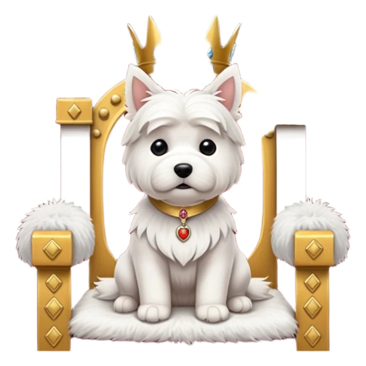 a cute west highland terrier dog sitting on a throne like a king sticker