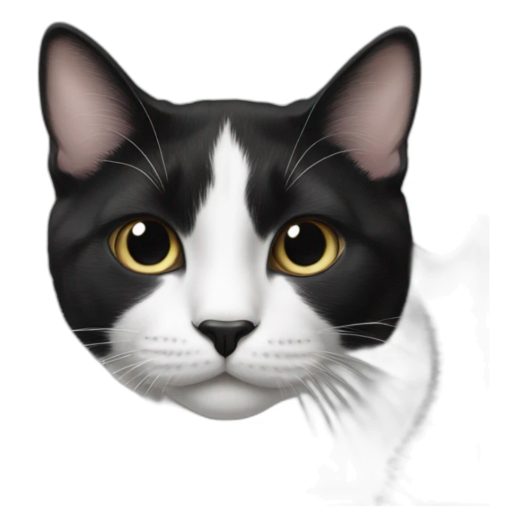 Black and white cat with black nose sticker