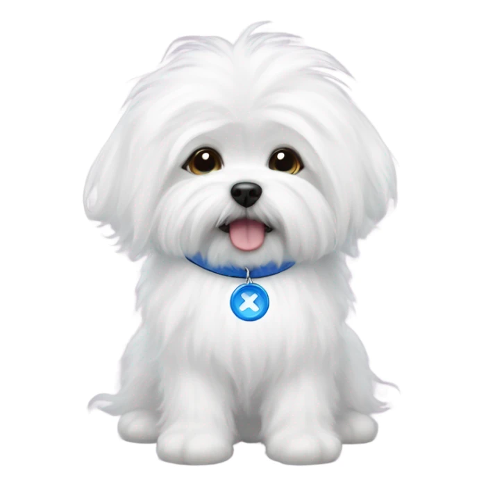 white fluffy maltese that’s super cute with the evil eye blue circle thing as his collar  sticker