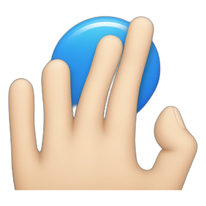 hand clicks on a big blue button with rounded edges that says GET. sticker