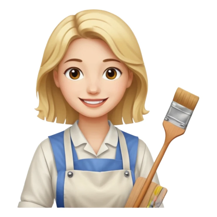 Young Women painting smilling tablier sticker