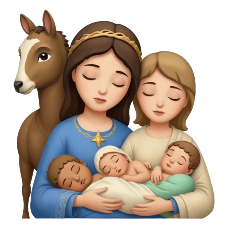 Marie, Joseph, petit bébé Jesus, et les animaux font tous dodo sticker