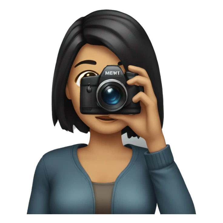 woman with black hair taking picture sticker