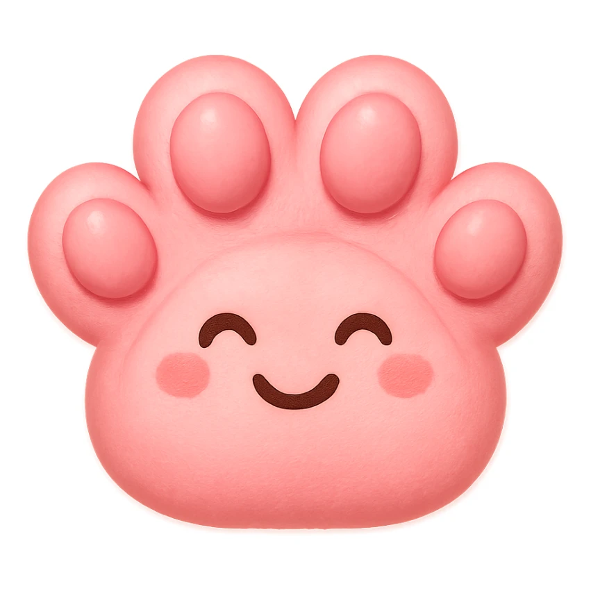 a cute and friendly pink paw print emoji sticker