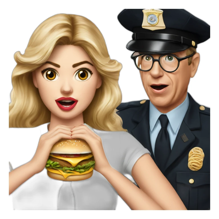 Kate upton eating a Big Mac with Barney fife sticker
