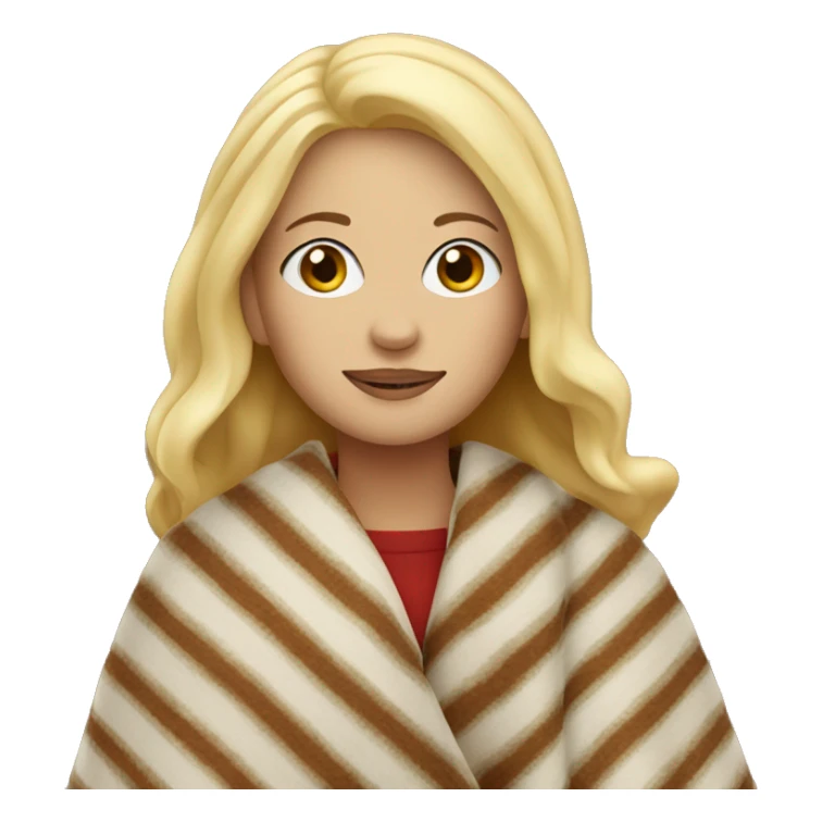 White blonde woman wearing fall blanket sticker