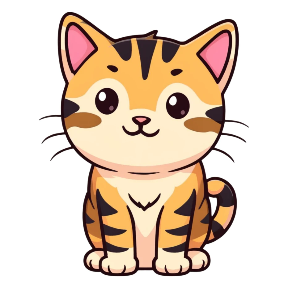 black/brown stripped tabby cat with beige pink nose and light brown eyes kitten sticker
