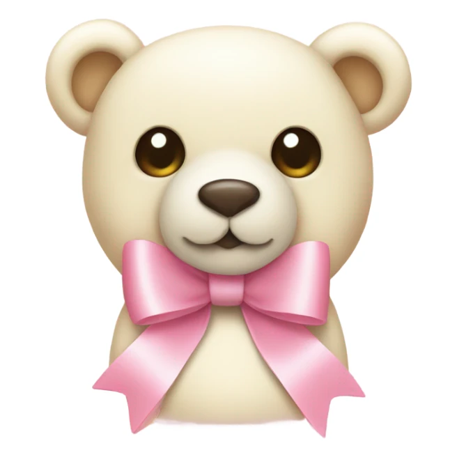 cream colored teddy bear with pastel pink bow sticker