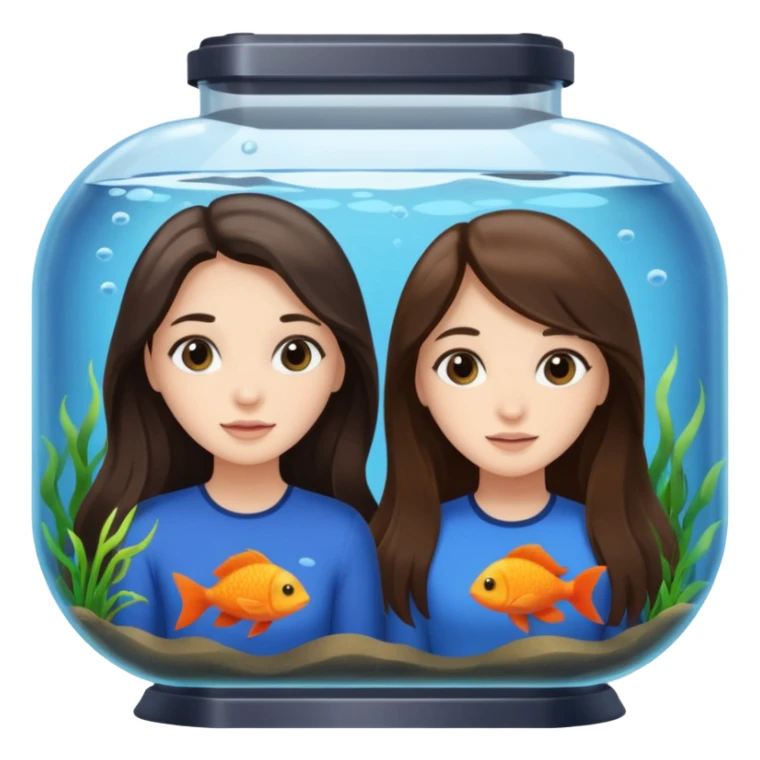 two brunette girls long hair in an aquarium sticker