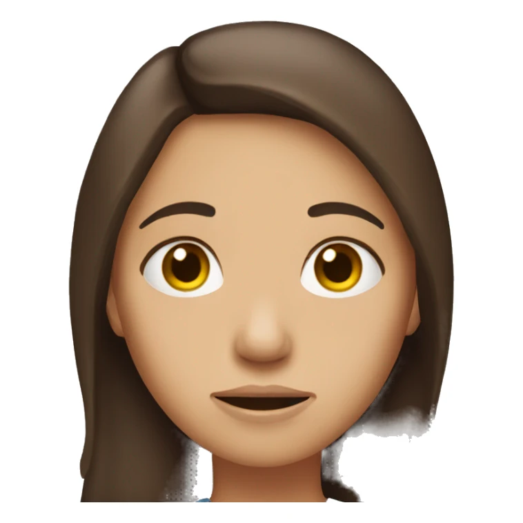 Sad brunette girl with long brown hair sticker